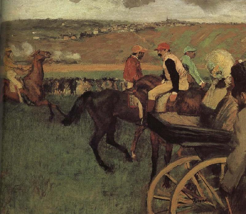 Edgar Degas amateurish caballero on horse-race ground